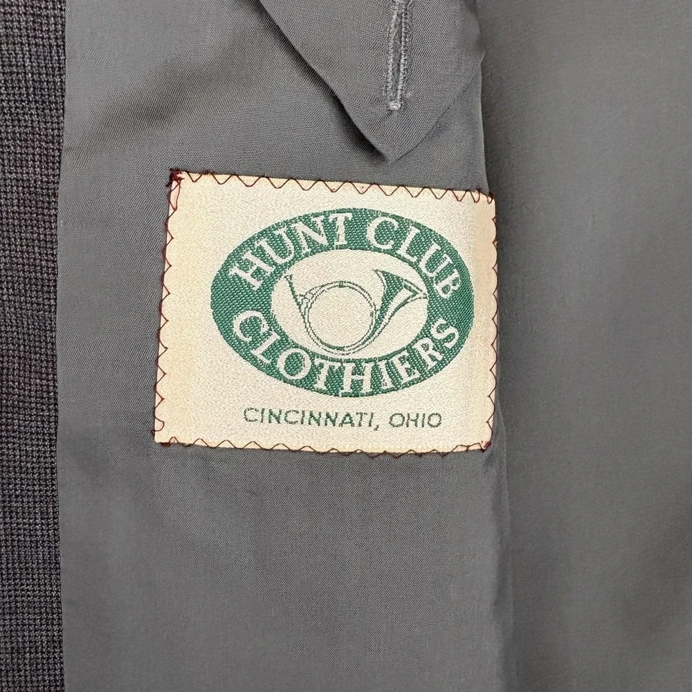 Samuelsohn Suit Mens 46L 37x28.5 Gray Check Wool 2 Pc Hunt Club Clothiers
